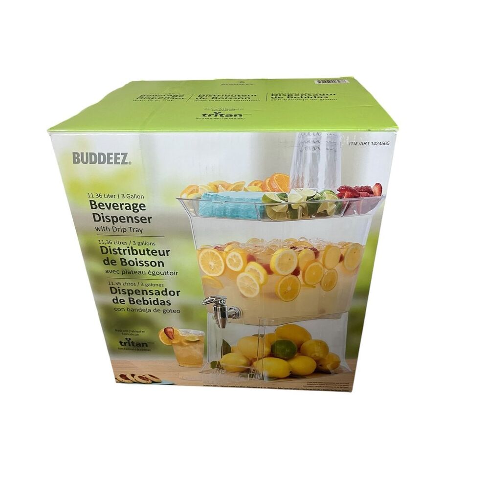 Buddeez 3-Gallon Beverage Dispenser with Drip Tray